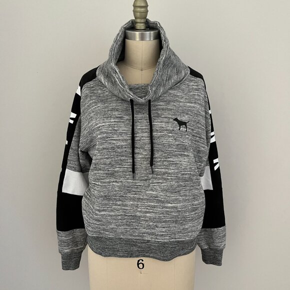 Victoria's Secret PINK Grey Funnel Cowl Neck Pullover Sweatshirt Womens Size XS - Picture 1 of 9